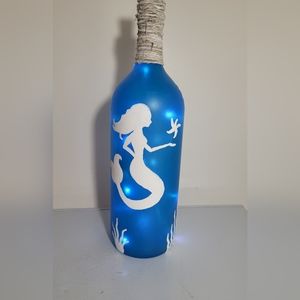 #Handpainted #Blue #Mermaid #WineBottle Lamp